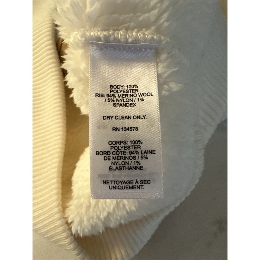 Vineyard Vines Full Zip Cream Plush Vest Brown Trim Wool Ribbed Pockets Sz Small - Picture 9 of 13